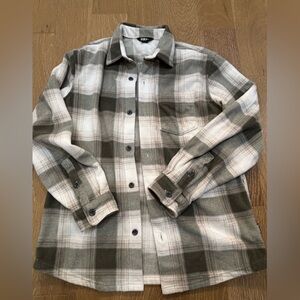 Eddie Bauer Green and White Plaid Shirt